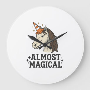 Grande Horloge Ronde Cône de licorne presque magique T-Shir graphique v