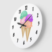 Grande Horloge Ronde cônes de crème glacée (Angle)