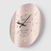 Grande Horloge Ronde Confettis Diamants Or Rose Anniversaire (Angle)