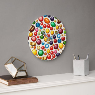 Grande Horloge Ronde Confiserie colorée : Artwork de bonbons ronds