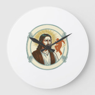 Grande Horloge Ronde Confus Jésus Tendance de danse virale Silhouette V