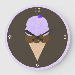 Grande Horloge Ronde Conne de crème glacée violette