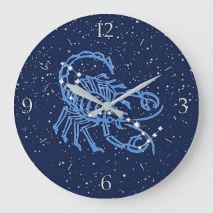 Grande Horloge Ronde Constellation du Scorpion et signe du zodiaque ave