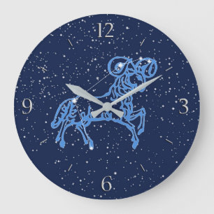 Grande Horloge Ronde Constellation et signe du zodiaque du Bélier avec
