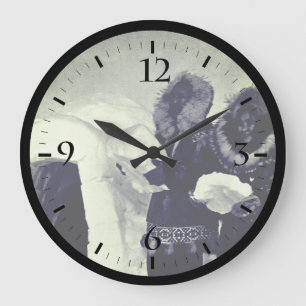Grande Horloge Ronde Constructeurs d'igloos vintage USA Alaska