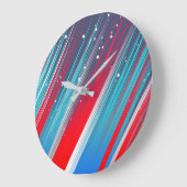 Grande Horloge Ronde Cool Abstract Red White Blue Brush Strokes (Angle)
