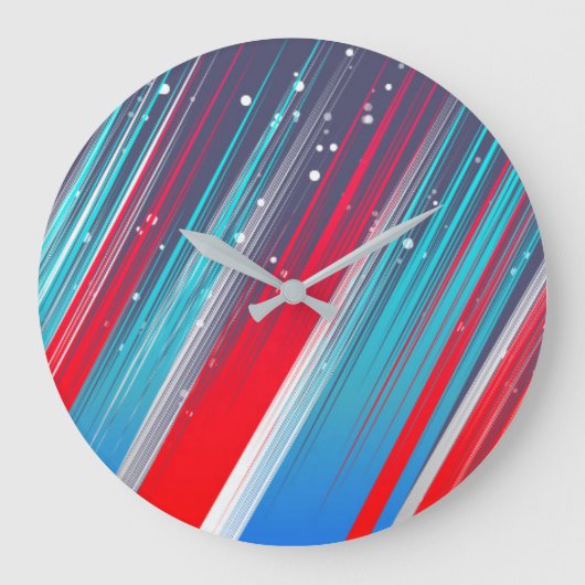 Grande Horloge Ronde Cool Abstract Red White Blue Brush Strokes (Recto)
