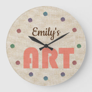 Grande Horloge Ronde Cool Ajouter un nom Art Artistique