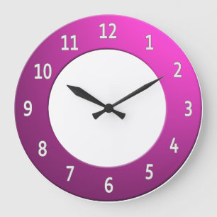 Grande Horloge Ronde Cool des chiffres blancs couleur sur le cadre rose