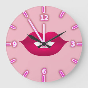 Grande Horloge Ronde Cool Fille Branché Lèvres -Personnalisé