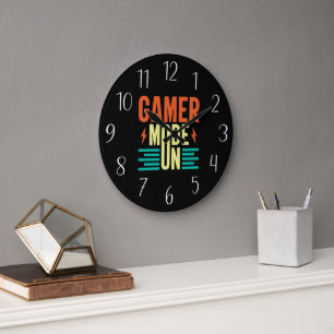 Grande Horloge Ronde Cool gamer mode mot art unisex
