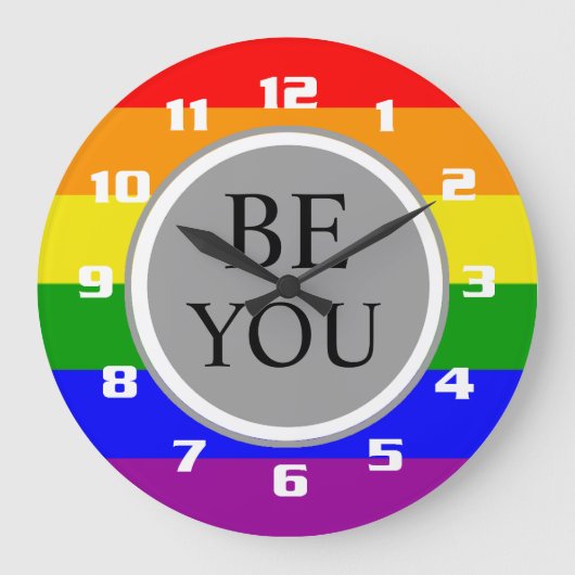 Grande Horloge Ronde Cool Gay pride Drapeau Soyez vous (Recto)