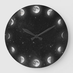 Grande Horloge Ronde "Cool Moon Phases minimales Novelty Wall Clock"