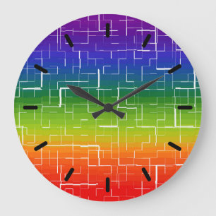 Grande Horloge Ronde Cool Motif arc-en-ciel