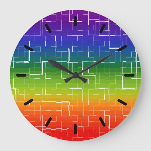 Grande Horloge Ronde Cool Motif arc-en-ciel (Recto)