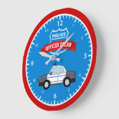 Grande Horloge Ronde Cool Police Car Personalized (Angle)