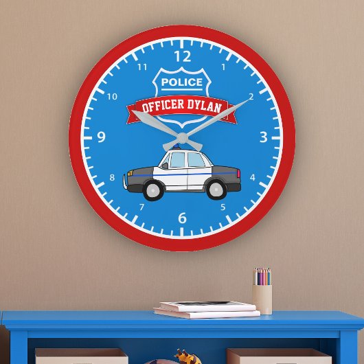 Grande Horloge Ronde Cool Police Car Personalized