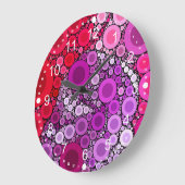 Grande Horloge Ronde Cool Purple Pink Concentric Circles Girly Pattern (Angle)