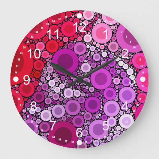 Grande Horloge Ronde Cool Purple Pink Concentric Circles Girly Pattern (Recto)