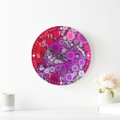 Grande Horloge Ronde Cool Purple Pink Concentric Circles Girly Pattern (Maison)