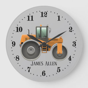 Grande Horloge Ronde cool rouleau de construction camion ajouter nom ga
