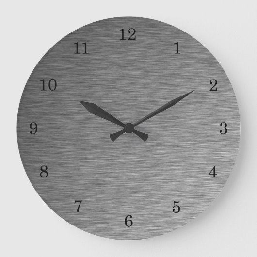 Grande Horloge Ronde Cool & Sleek Metallic Brushed Silver Clock (Recto)