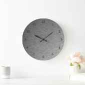 Grande Horloge Ronde Cool & Sleek Metallic Brushed Silver Clock (Maison)