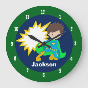 Grande Horloge Ronde Cool Superhero Boy