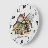 Grande Horloge Ronde Cool tracteur agricole ajouter le nom (Angle)