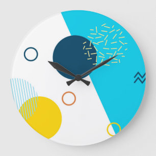 Grande Horloge Ronde Cool, unique, tendance, urbain, Memphis illustrati