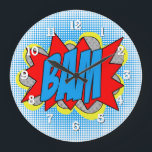 Grande Horloge Ronde Cool Vintage de bande dessinée Pop Art Style BAM!<br><div class="desc">Ajoutez un éclat de flair rétro à votre espace avec cette horloge murale Cool Vintage de BD Livre Pop Art Style BAM!. Doté d'un design dynamique et d'inspiration comique, cette horloge est idéale pour les créateurs de tendances et les amateurs d'art. Ses couleurs audacieuses et son motif fantaisiste en font...</div>