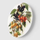 Grande Horloge Ronde Copie botanique de cerises (Angle)