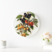 Grande Horloge Ronde Copie botanique de cerises (Maison)