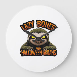 Grande Horloge Ronde Copie de Lazy Bones et Halloween Groans - Creepy S