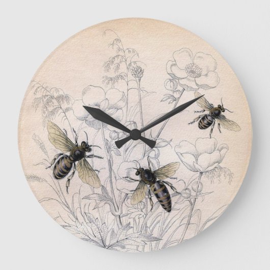 Grande Horloge Ronde Copie vintage d'art d'abeille de miel (Recto)