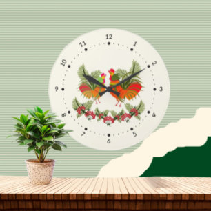 Grande Horloge Ronde Coq avec poule