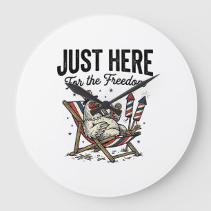 Grande Horloge Ronde Coq de la Liberté Drôle Vintage Chemise Patriotiqu