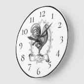 Grande Horloge Ronde Coq Ferme Maison Décor (Angle)