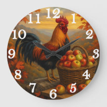 Coq vibrant avec pommes de la cour de ferme