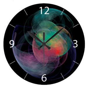 Grande Horloge Ronde Coque Espace Art Abstrait