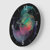 Grande Horloge Ronde Coque Espace Art Abstrait (Angle)