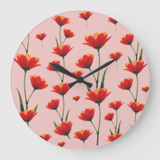 Grande Horloge Ronde Coquelicots de l'aube