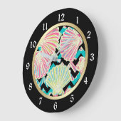 Grande Horloge Ronde Coquillages noir Chevron (Angle)