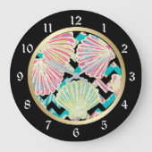 Grande Horloge Ronde Coquillages noir Chevron (Recto)