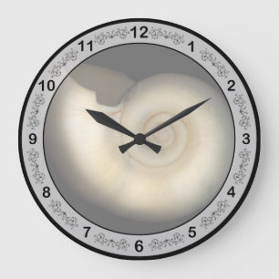 Grande Horloge Ronde Coquille - Conchologie - Nautilus