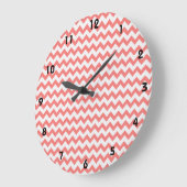 Grande Horloge Ronde Coral Pink Chevron (Angle)