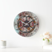 Grande Horloge Ronde Corroded Blue and Rust Steampunk Wall Clock (Maison)