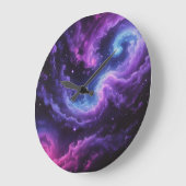 Grande Horloge Ronde Cosmic Galaxy Nebula Abstract Space Art Design (Angle)