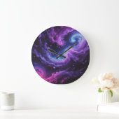 Grande Horloge Ronde Cosmic Galaxy Nebula Abstract Space Art Design (Maison)