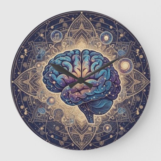 Grande Horloge Ronde Cosmic Mind Mandala – Abstract Brain Art (Recto)